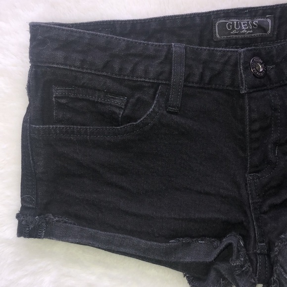 GUESS Black Denim Shorts Size 27 - Picture 2 of 5